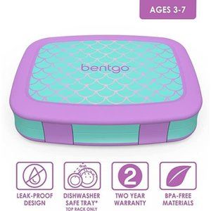 NEW Bentgo Kid Prints Leak-Proof 5Compartment Bento Style Kids Lunch Box Mermaid
